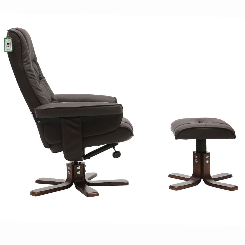 3ft Swivel Recliner Chair Armchair PU Leather with Footstool
