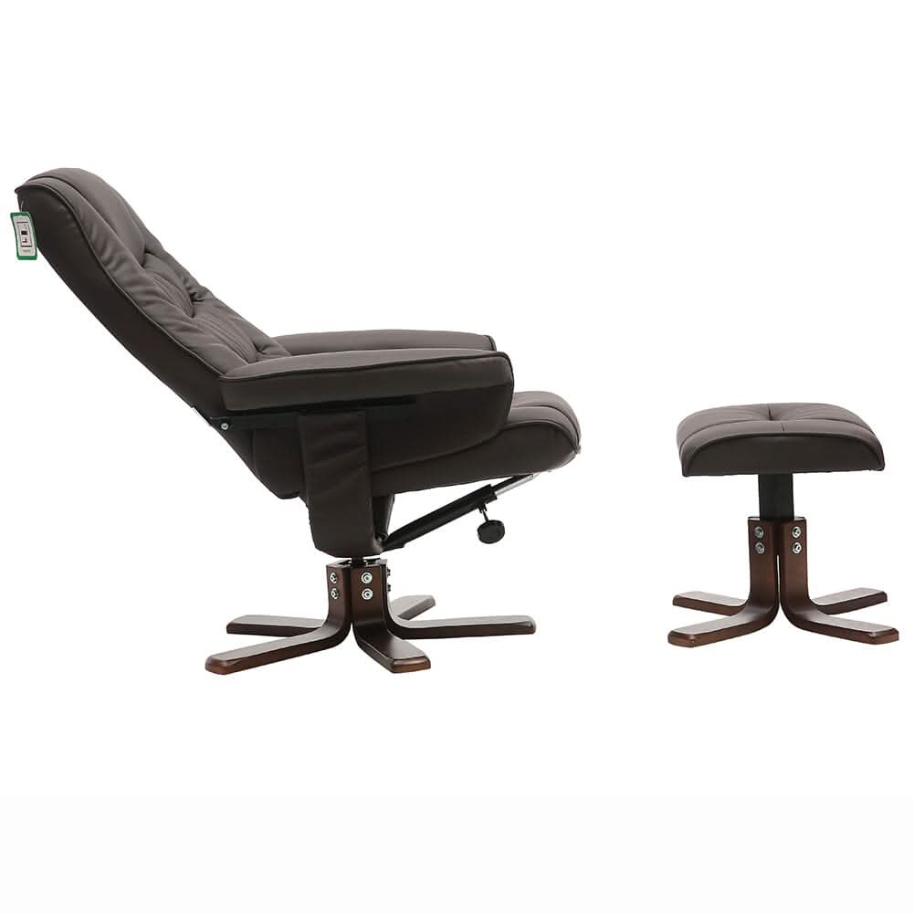 3ft Swivel Recliner Chair Armchair PU Leather with Footstool