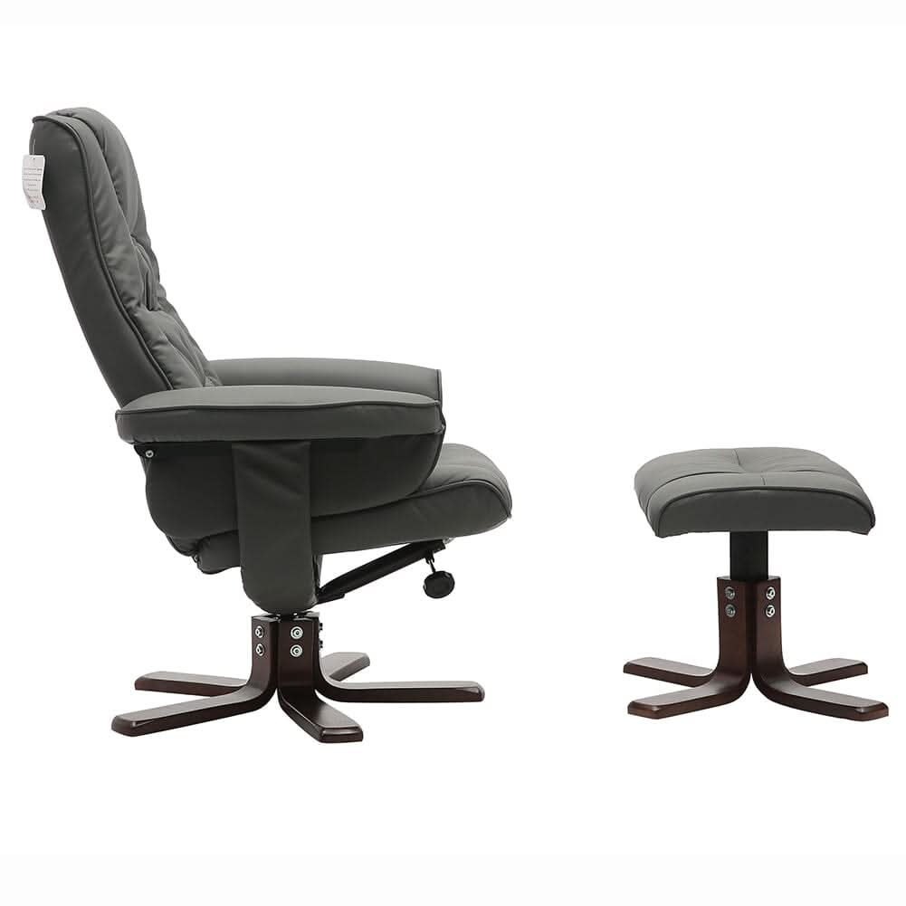 3ft Swivel Recliner Chair Armchair PU Leather with Footstool