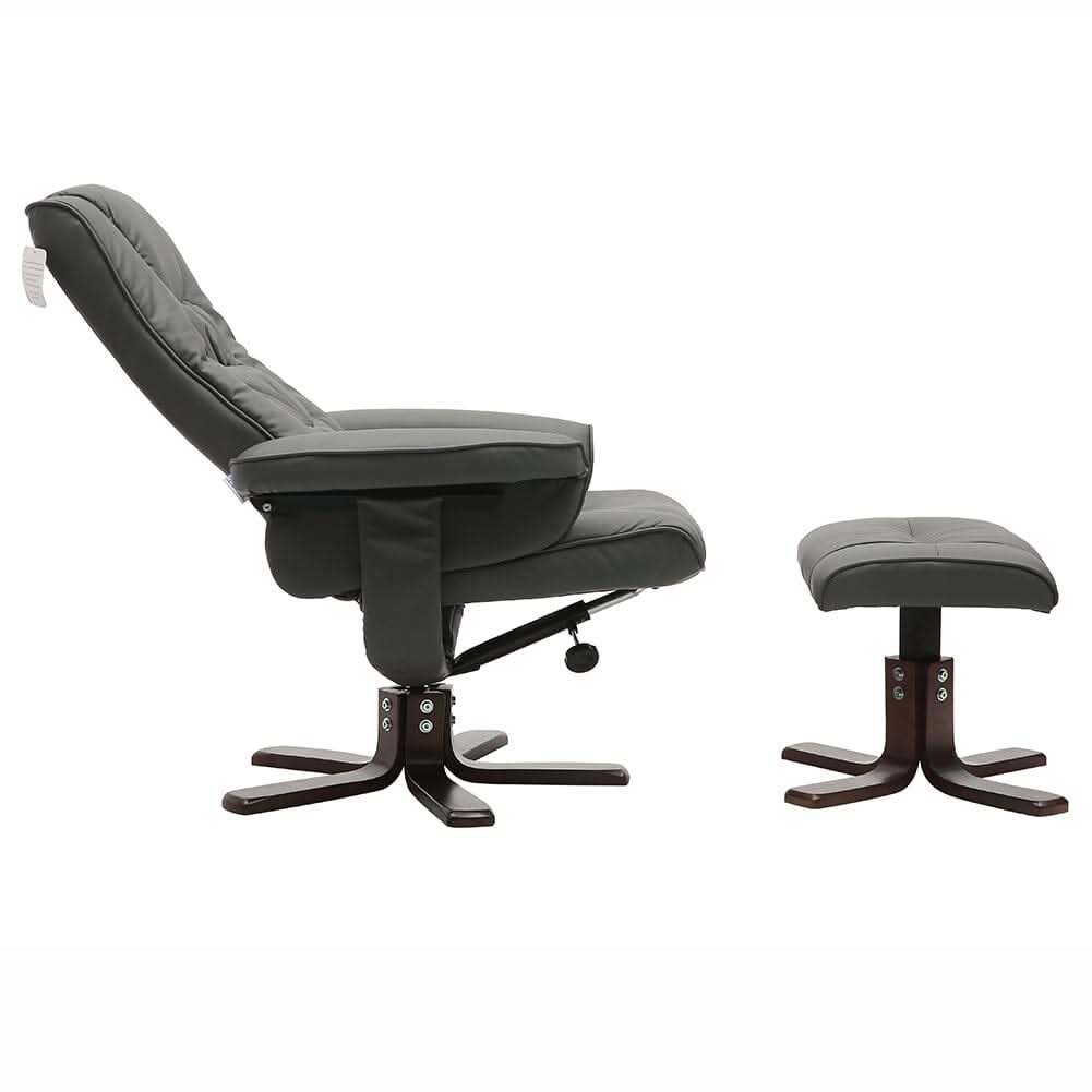 3ft Swivel Recliner Chair Armchair PU Leather with Footstool
