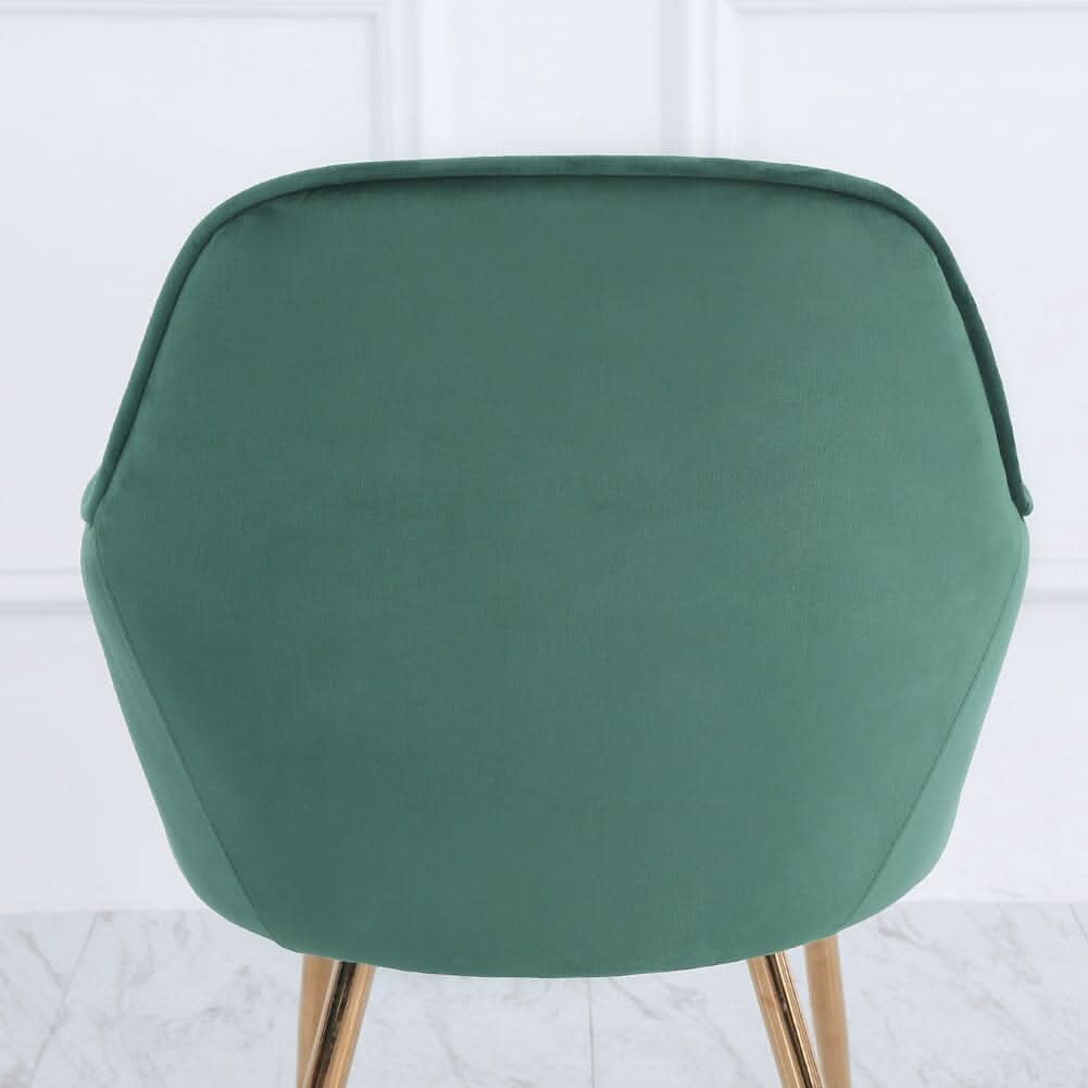 Set of 2 Velvet Dining Chairs with Pad and Armrest Green