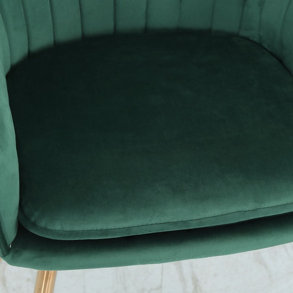 Set of 2 Velvet Dining Chairs with Pad and Armrest Green