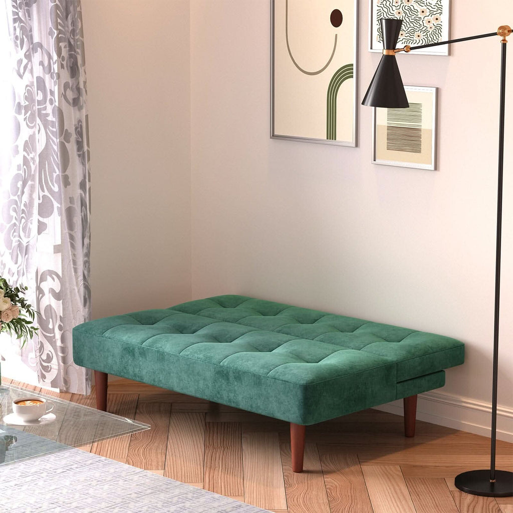 Compact Convertible Sofa Bed with Wooden Legs and Comfortable Upholstery