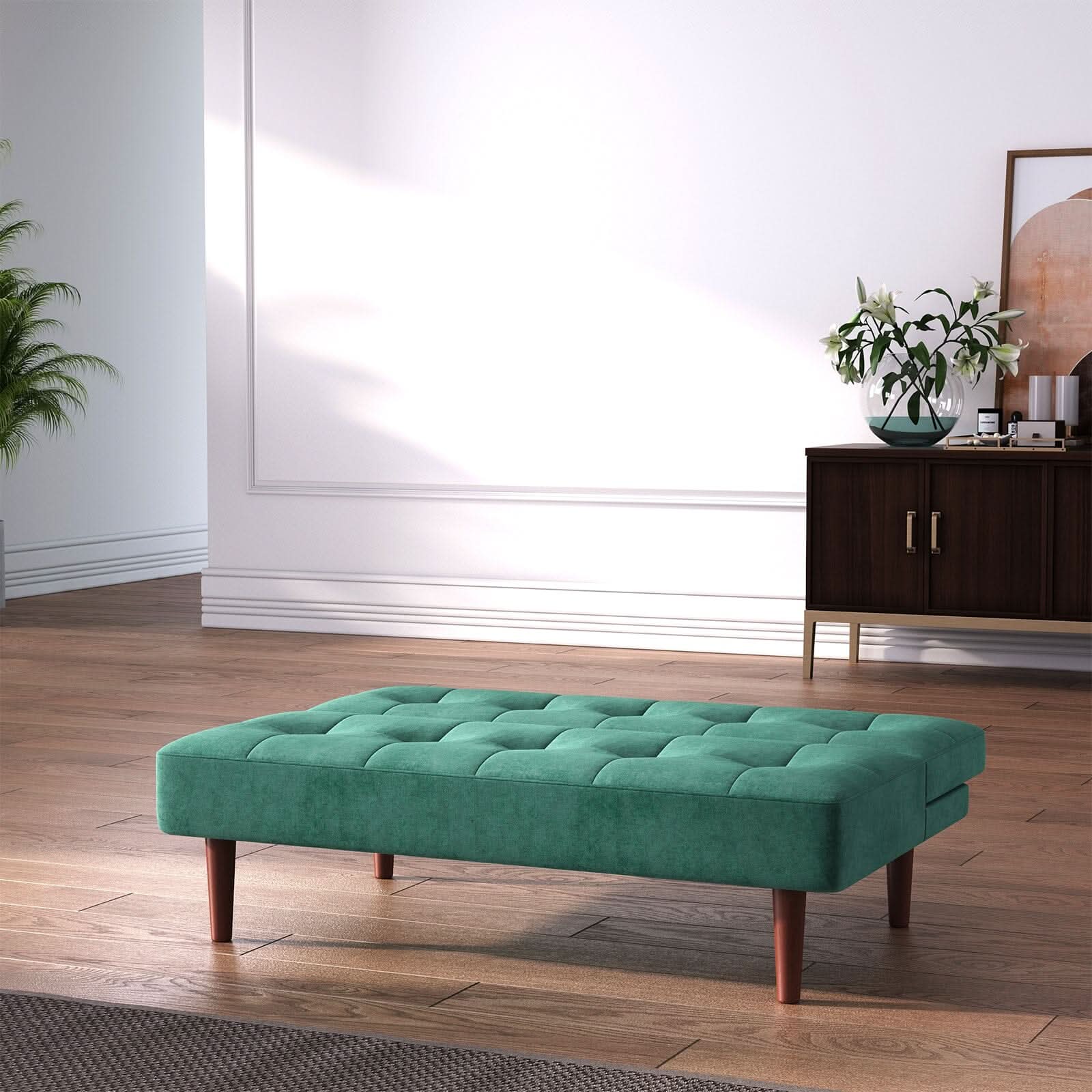 Compact Convertible Sofa Bed with Wooden Legs and Comfortable Upholstery