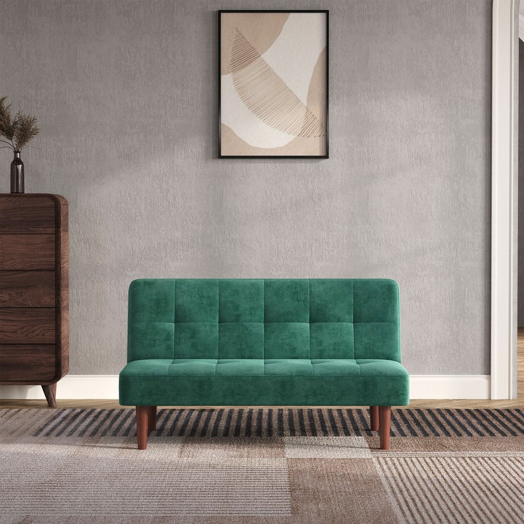 Compact Convertible Sofa Bed with Wooden Legs and Comfortable Upholstery