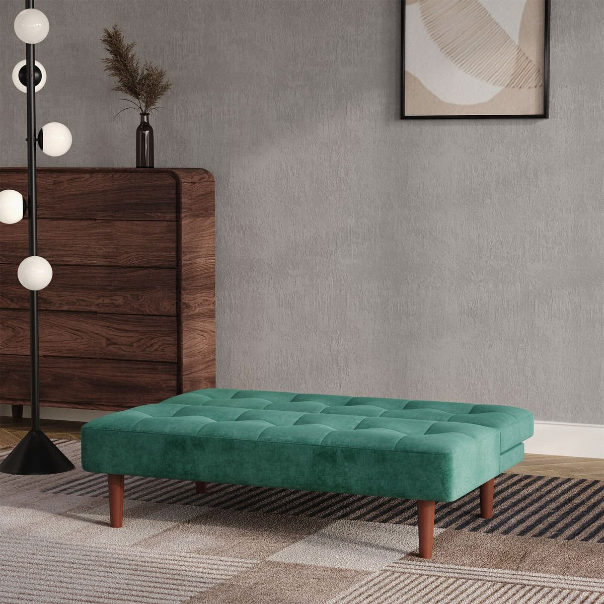 Compact Convertible Sofa Bed with Wooden Legs and Comfortable Upholstery