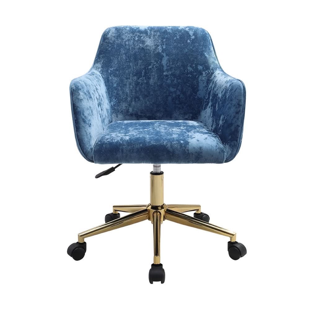 88cm Height Velvet Upholstered Home Office Swivel Task Chair with Flared Arms