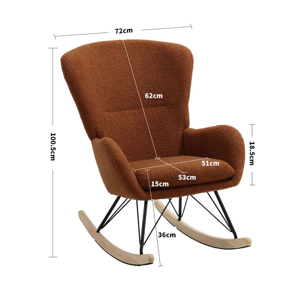 Modern Faux Wool Rocking Chair Upholstered Beige