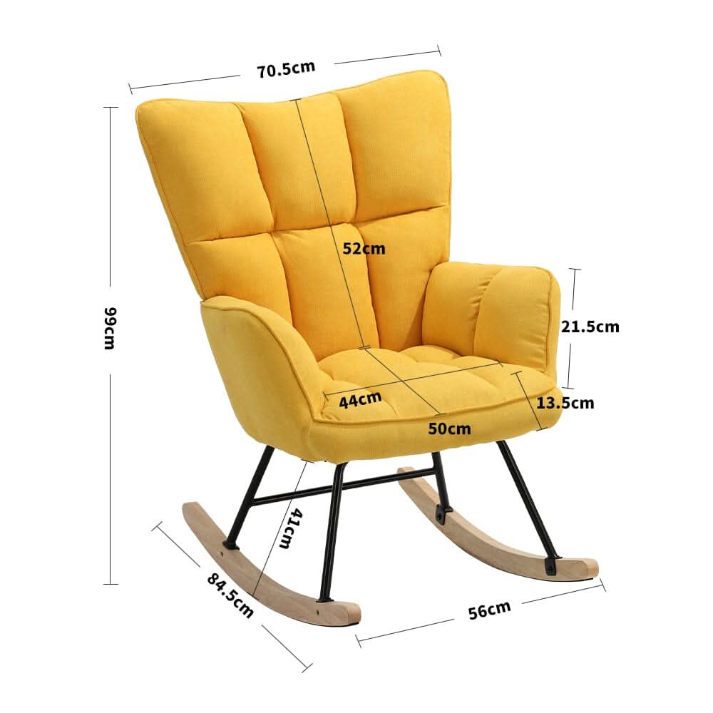 3ft Height Tufted Linen Upholstered Rocking Chair