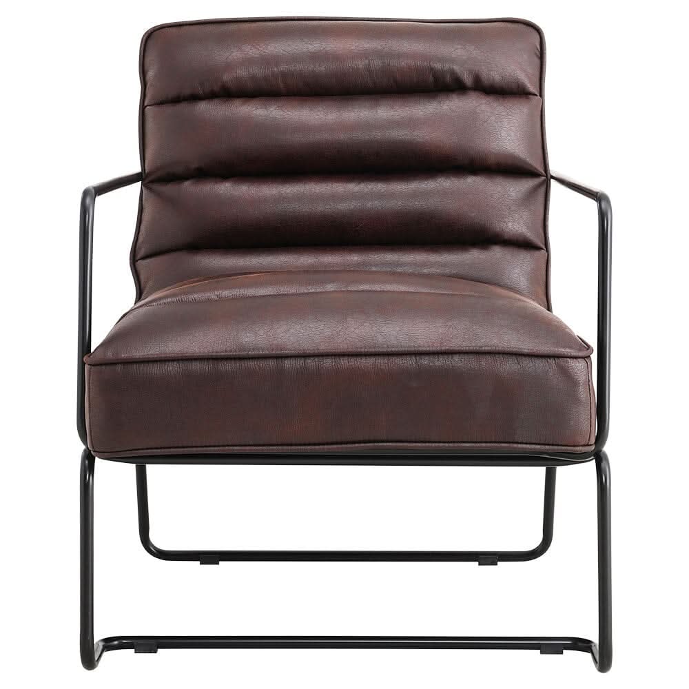 Retro Style PU leather Upholstered Armchair Metal Base Office Chair