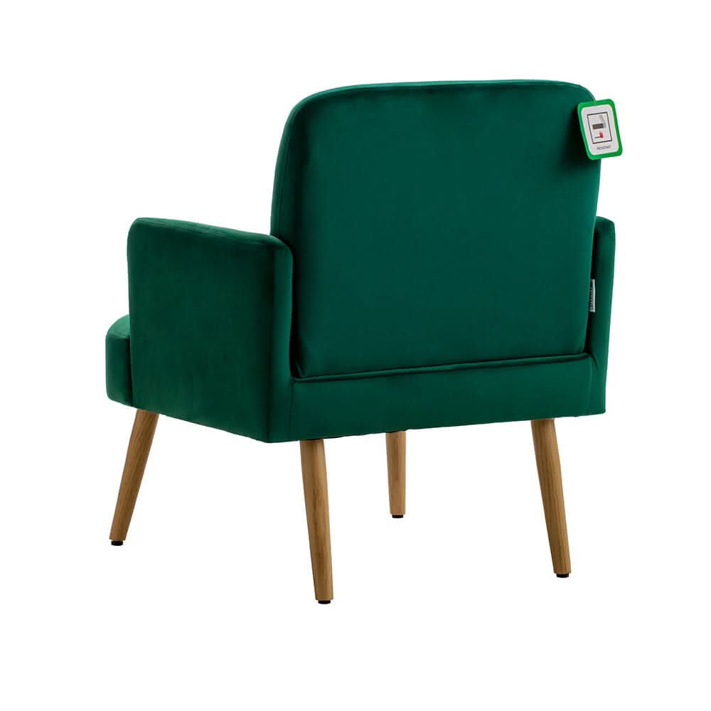 Wooden Legs Velvet Armchair Chair with Footrest