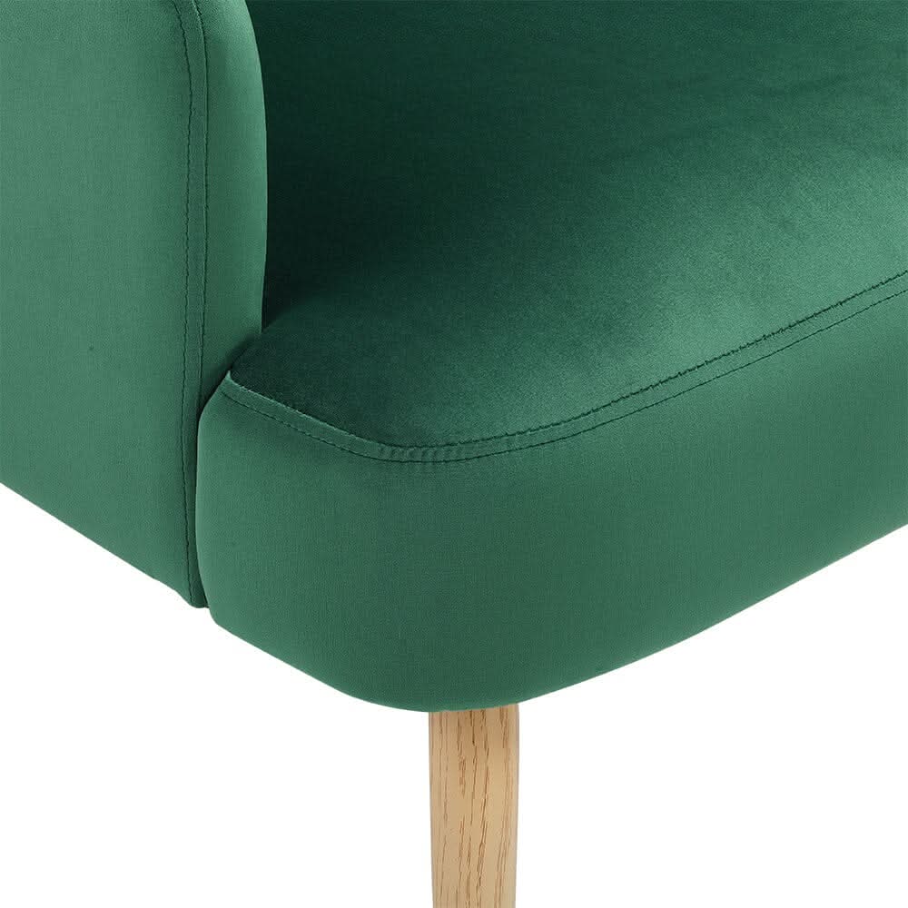 Wooden Legs Velvet Armchair Chair with Footrest