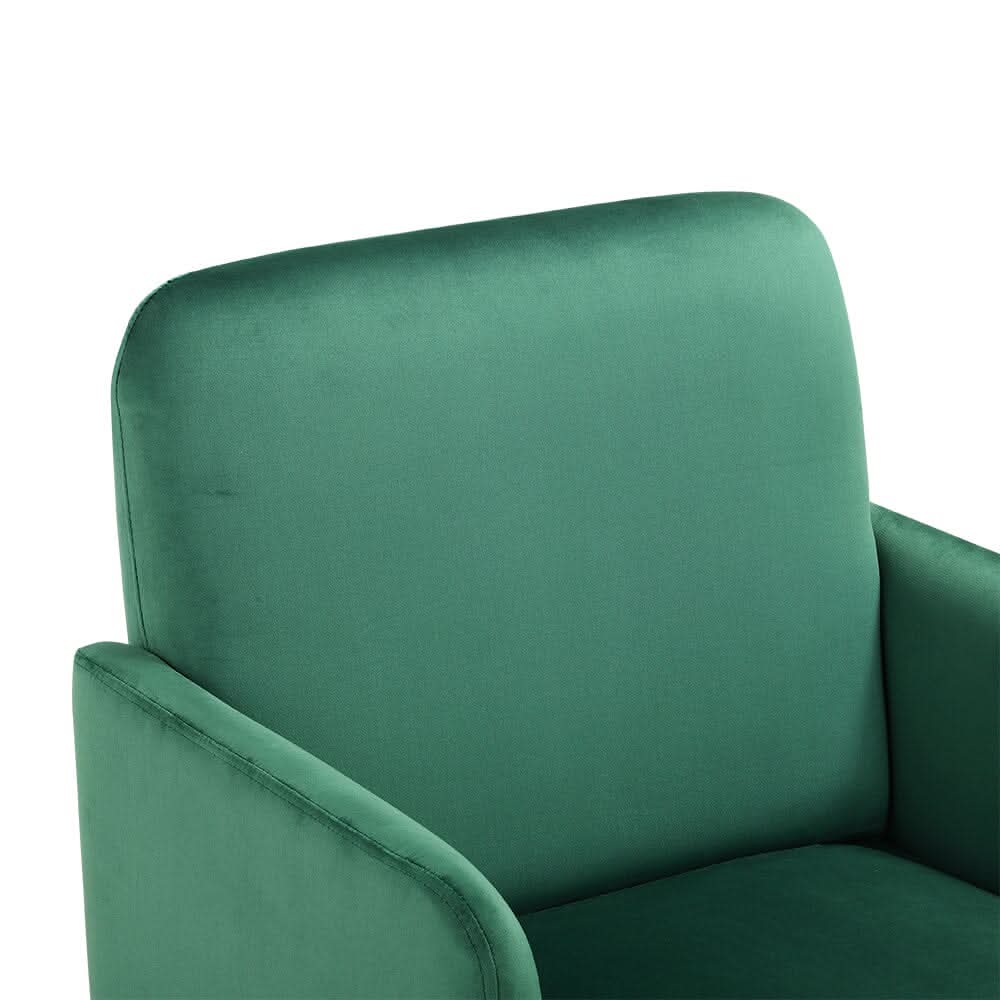 Wooden Legs Velvet Armchair Chair with Footrest