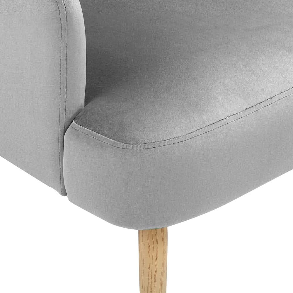 Wooden Legs Velvet Armchair Chair with Footrest