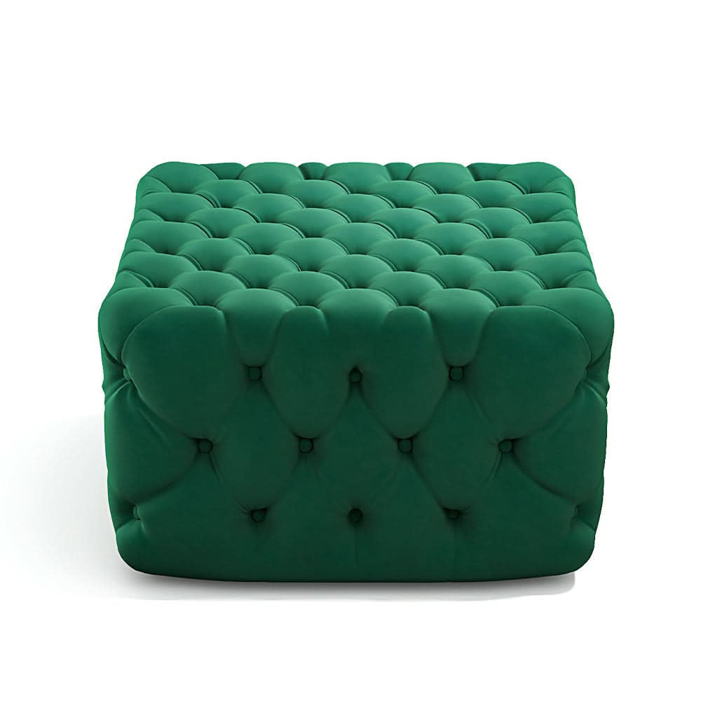 Square Velvet Ottoman Footstool Deep Button