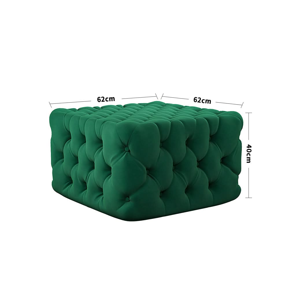 Square Velvet Ottoman Footstool Deep Button