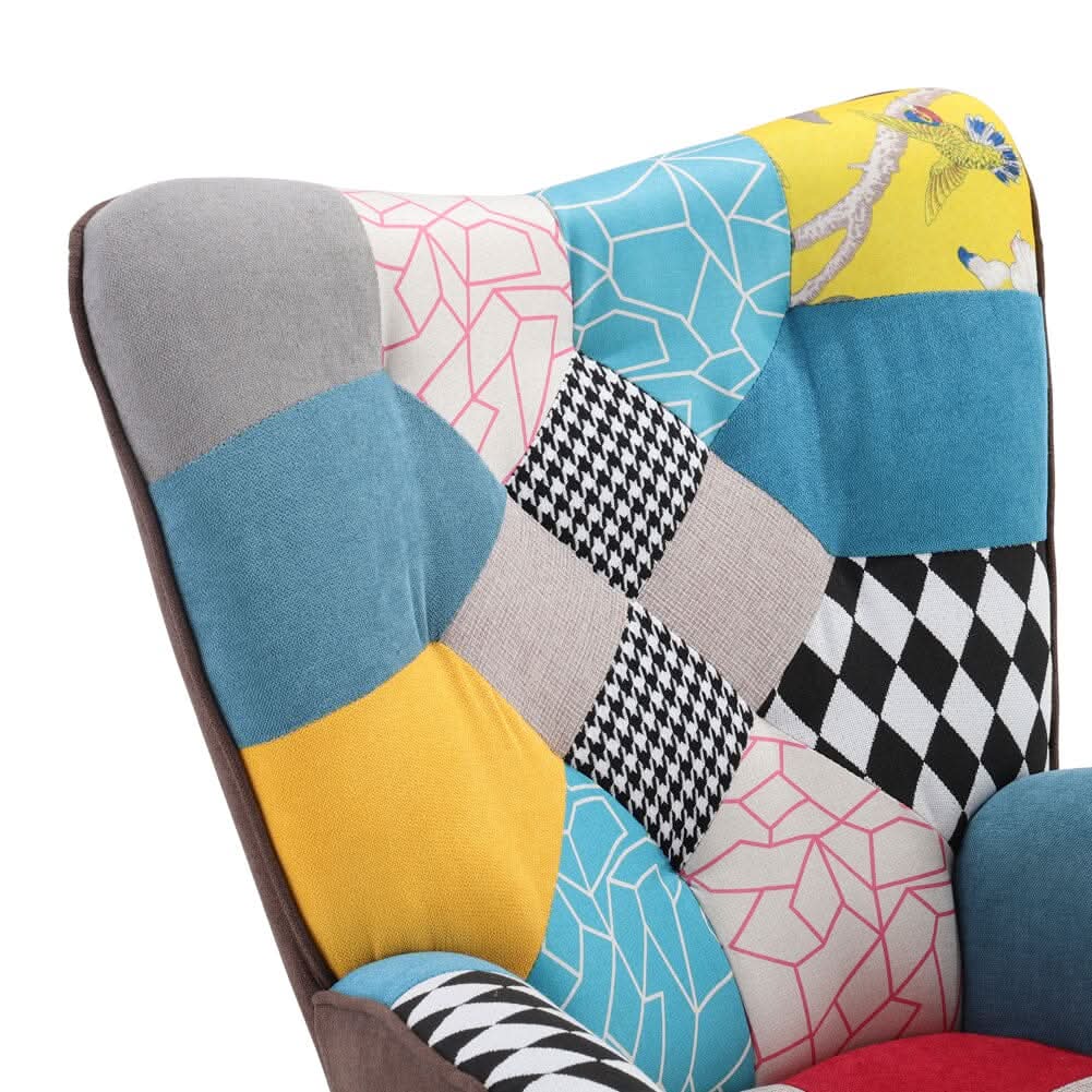 Linen Upholstered Accent Chair with Wood Legs