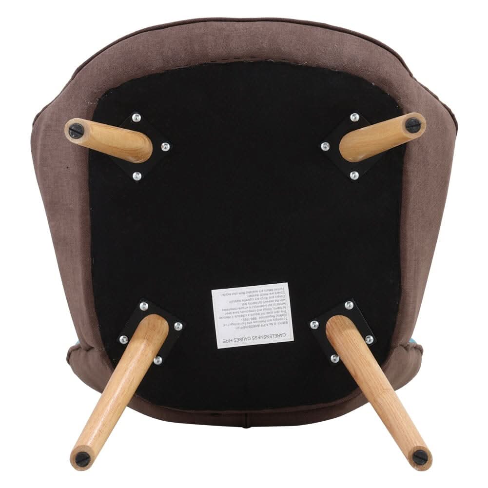 Linen Upholstered Accent Chair with Wood Legs