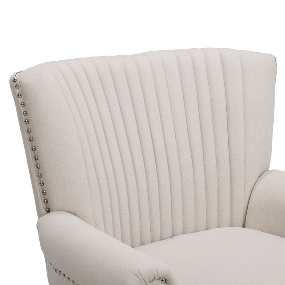 Deep Cushioned Armchair Channel Accent Chair with Nailhead Trim