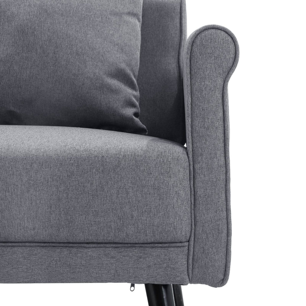 Modern Upholstered Fabric Sofa 2 Seater with 2 Pillows in Grey