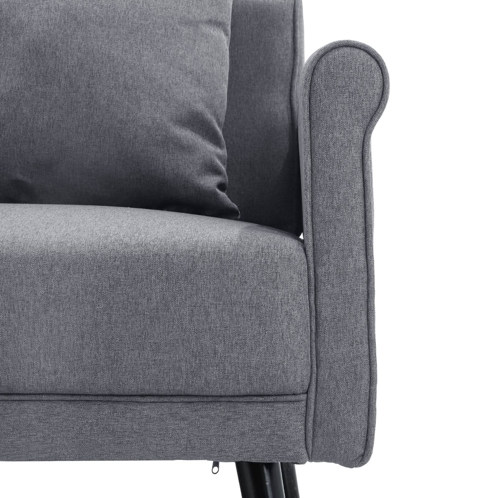 Modern Upholstered Fabric Sofa 2 Seater with 2 Pillows in Grey