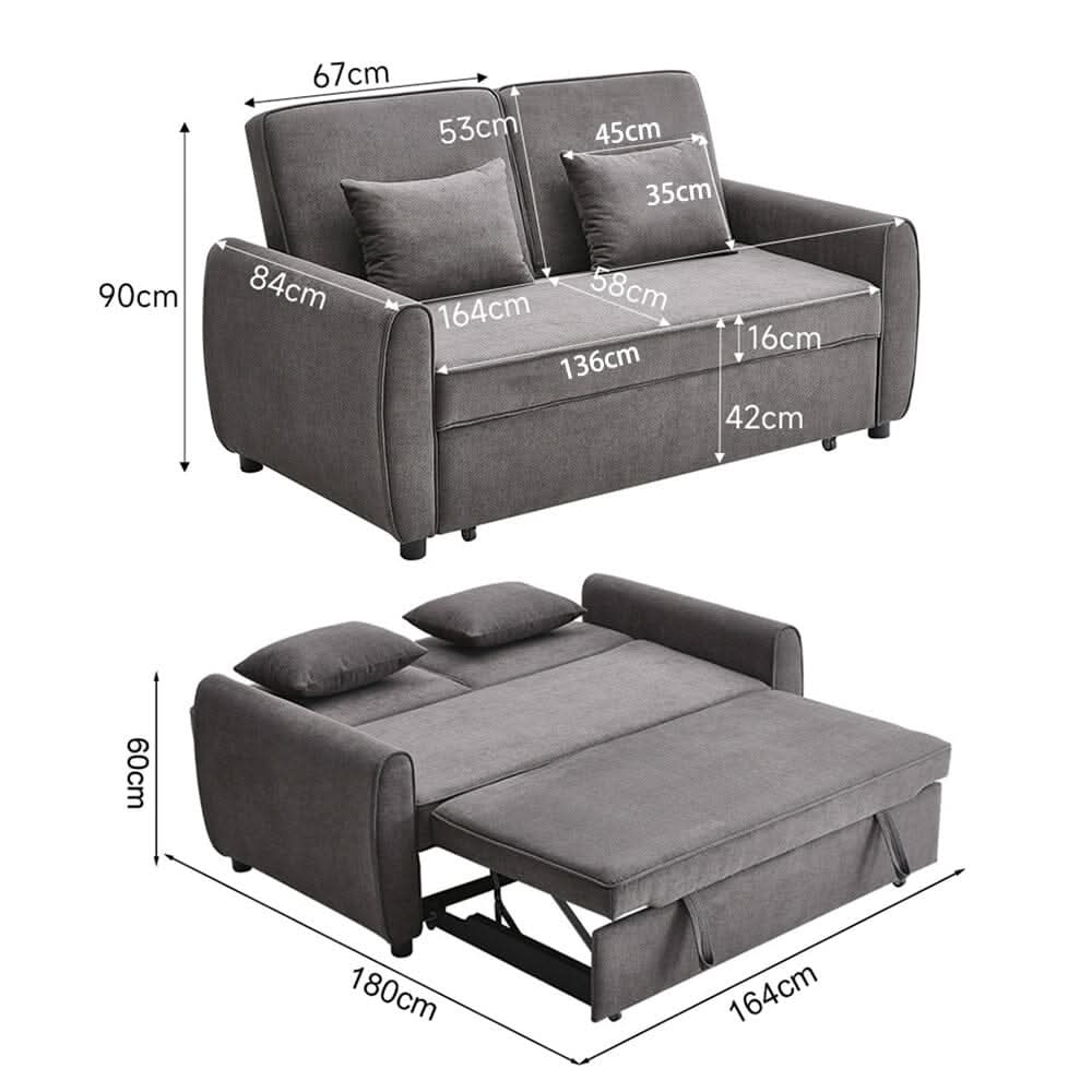Convertible Pull Out Sofa Bed with Reclining Backrest