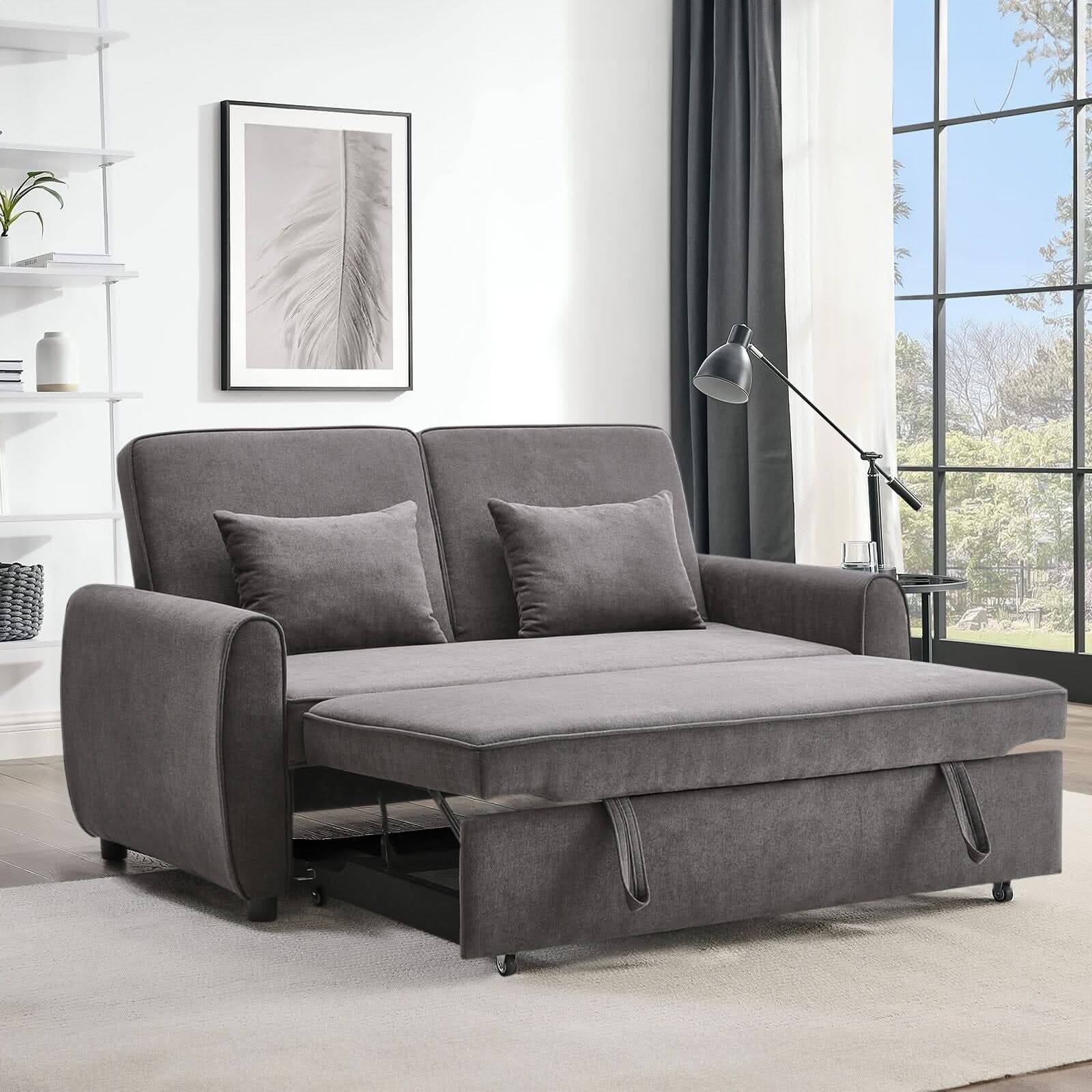 Convertible Pull Out Sofa Bed with Reclining Backrest