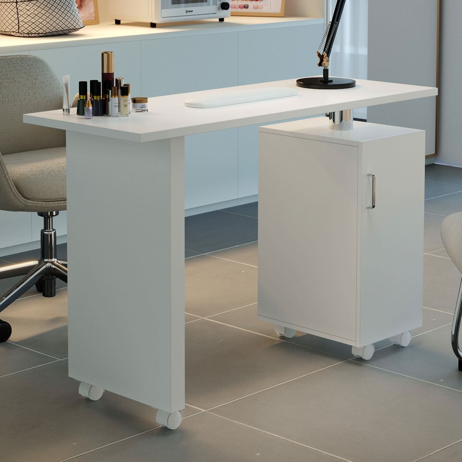 120cm White Manicure Table Salon Station with Storage