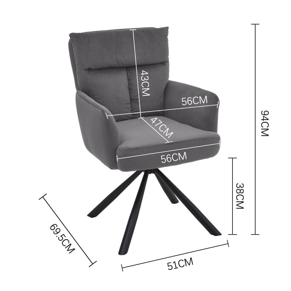 Modern Swivel Chair with Upholstered and Black Legs