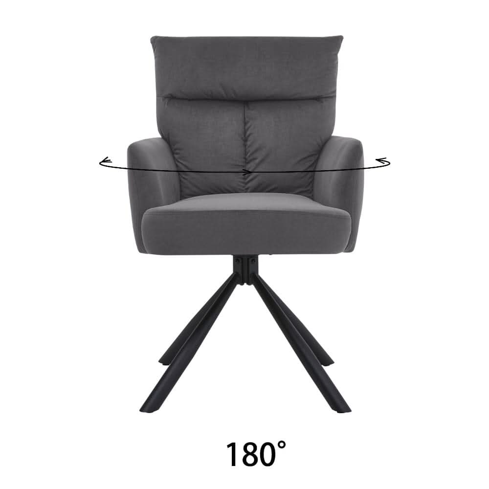 Modern Swivel Chair with Upholstered and Black Legs