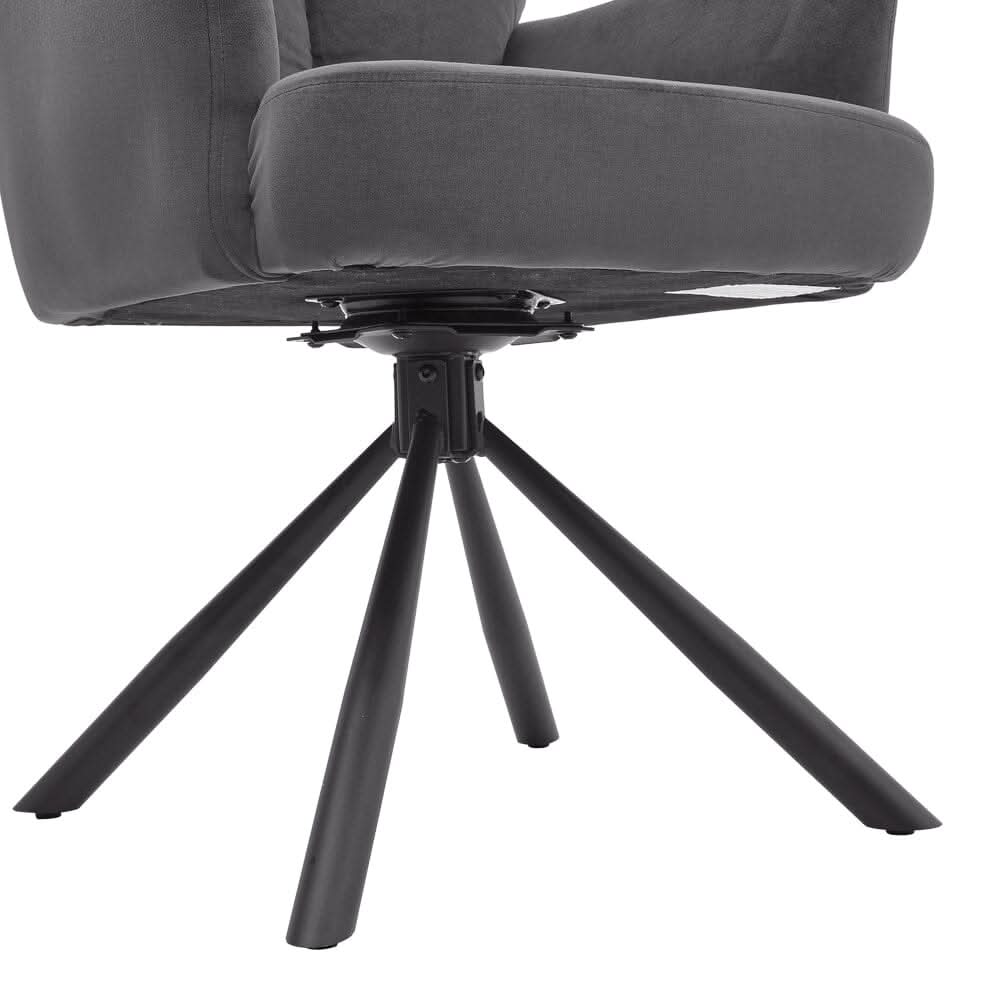 Modern Swivel Chair with Upholstered and Black Legs