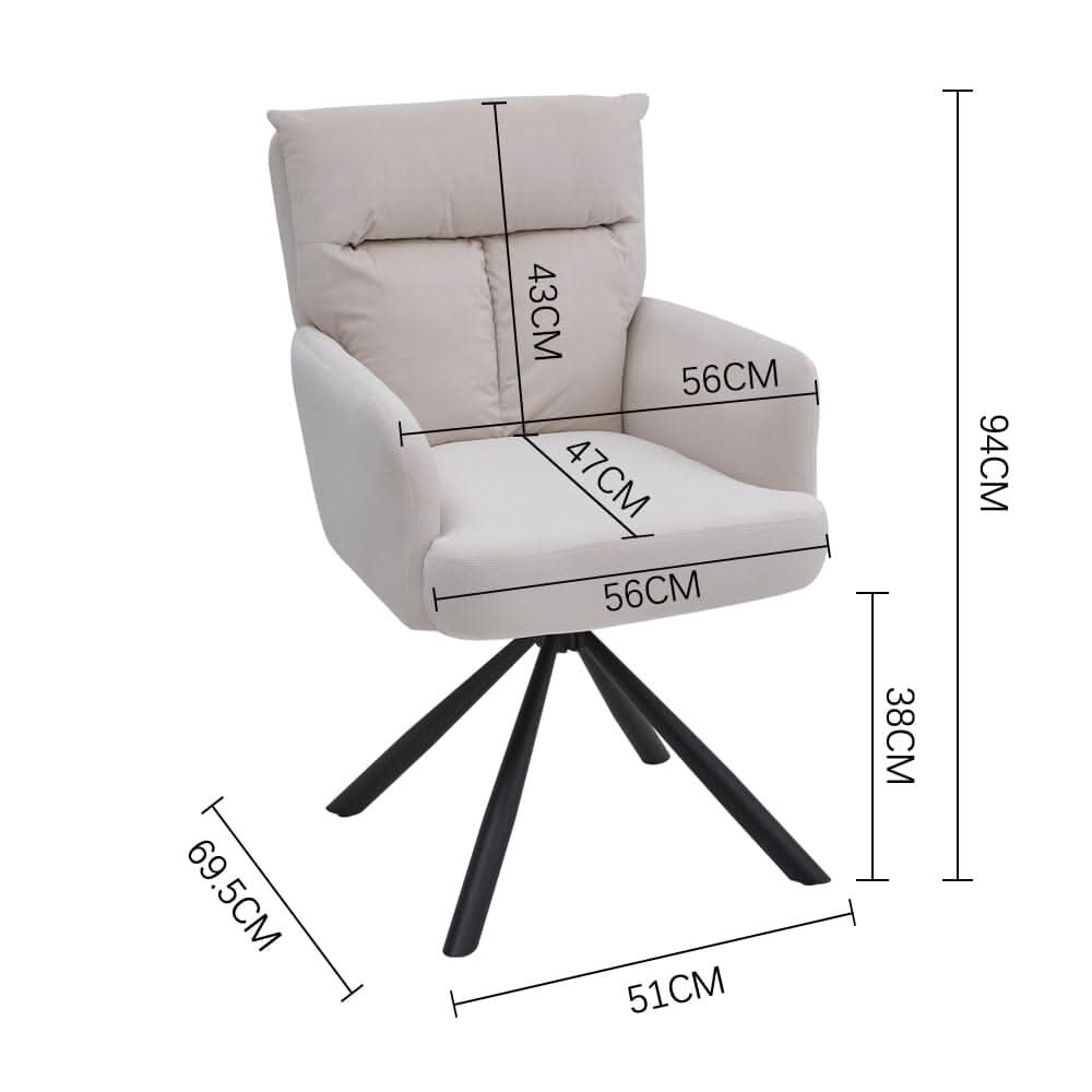 Modern Swivel Chair with Upholstered and Black Legs