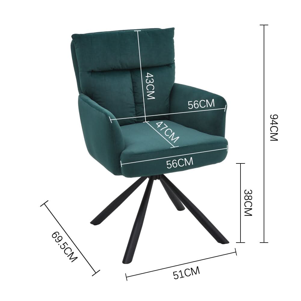 Modern Swivel Chair with Upholstered and Black Legs