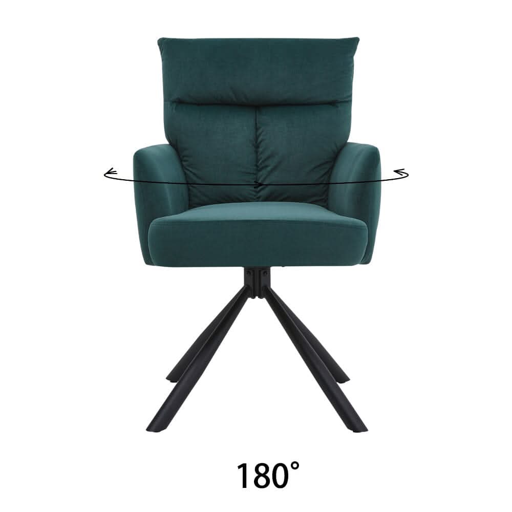 Modern Swivel Chair with Upholstered and Black Legs