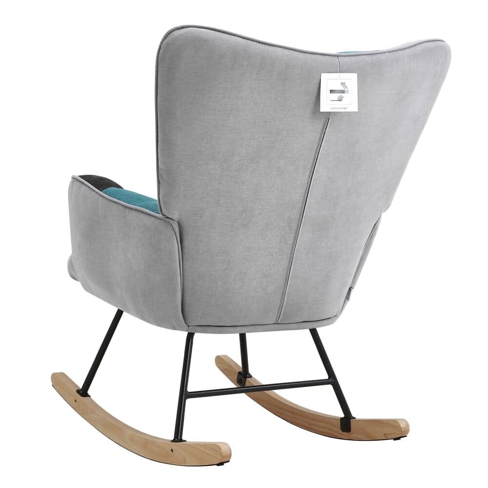 3ft Patchwork Upholstered Rocking Chair with Wooden Skates