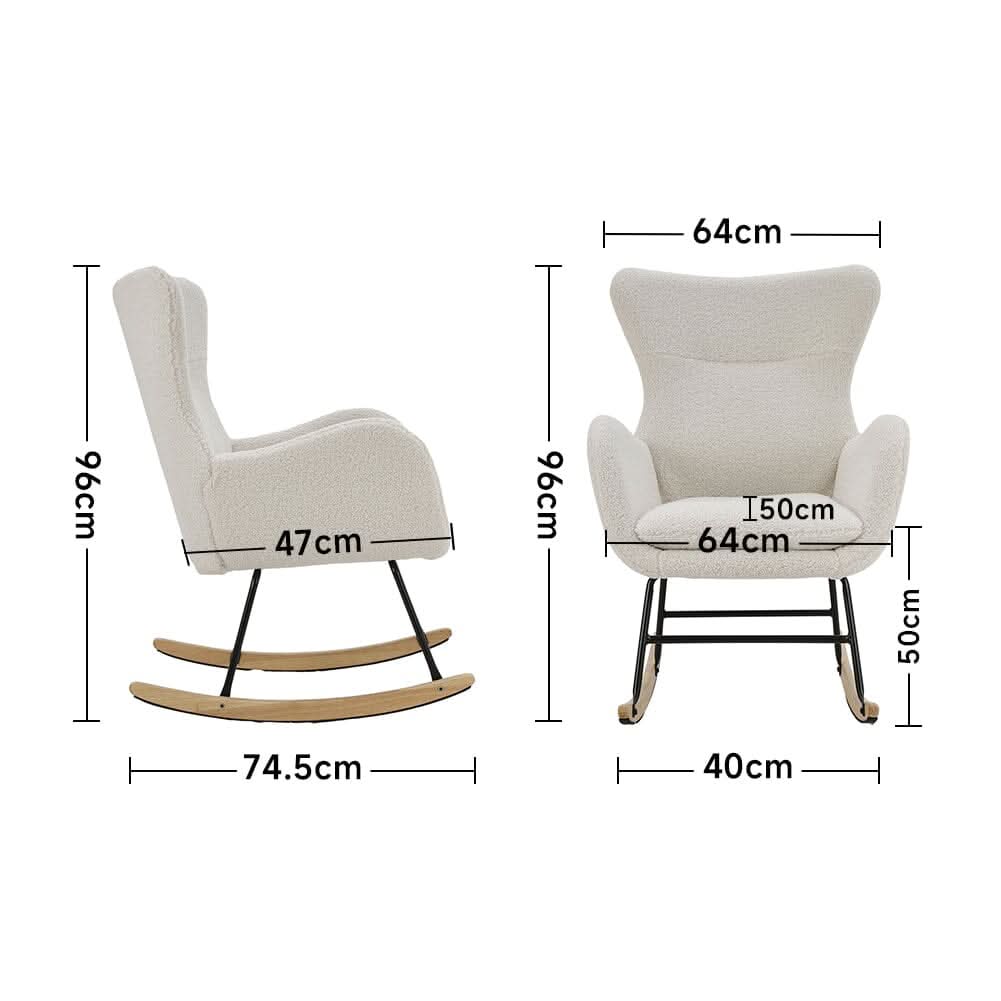 Modern Teddy Fabric Rocking Chair with Rubber Wood Base