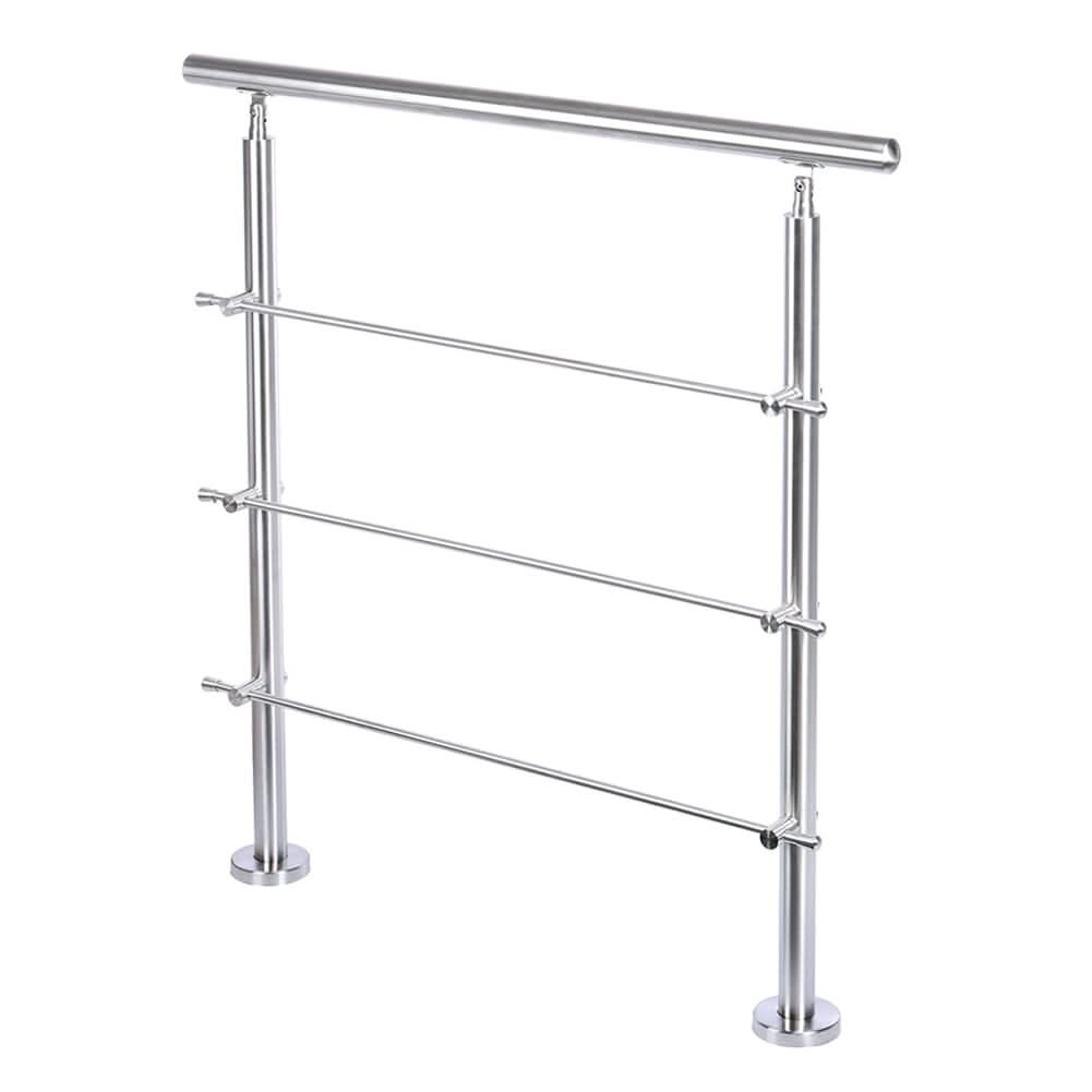 Silver Floor Mount Stainless Steel Handrail for Slopes and Stairs