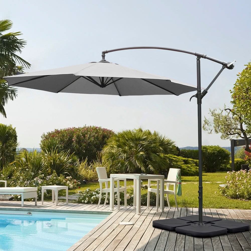 3M Sun Parasol Hanging Banana Umbrella Light Grey  Outdoor Sun Shade
