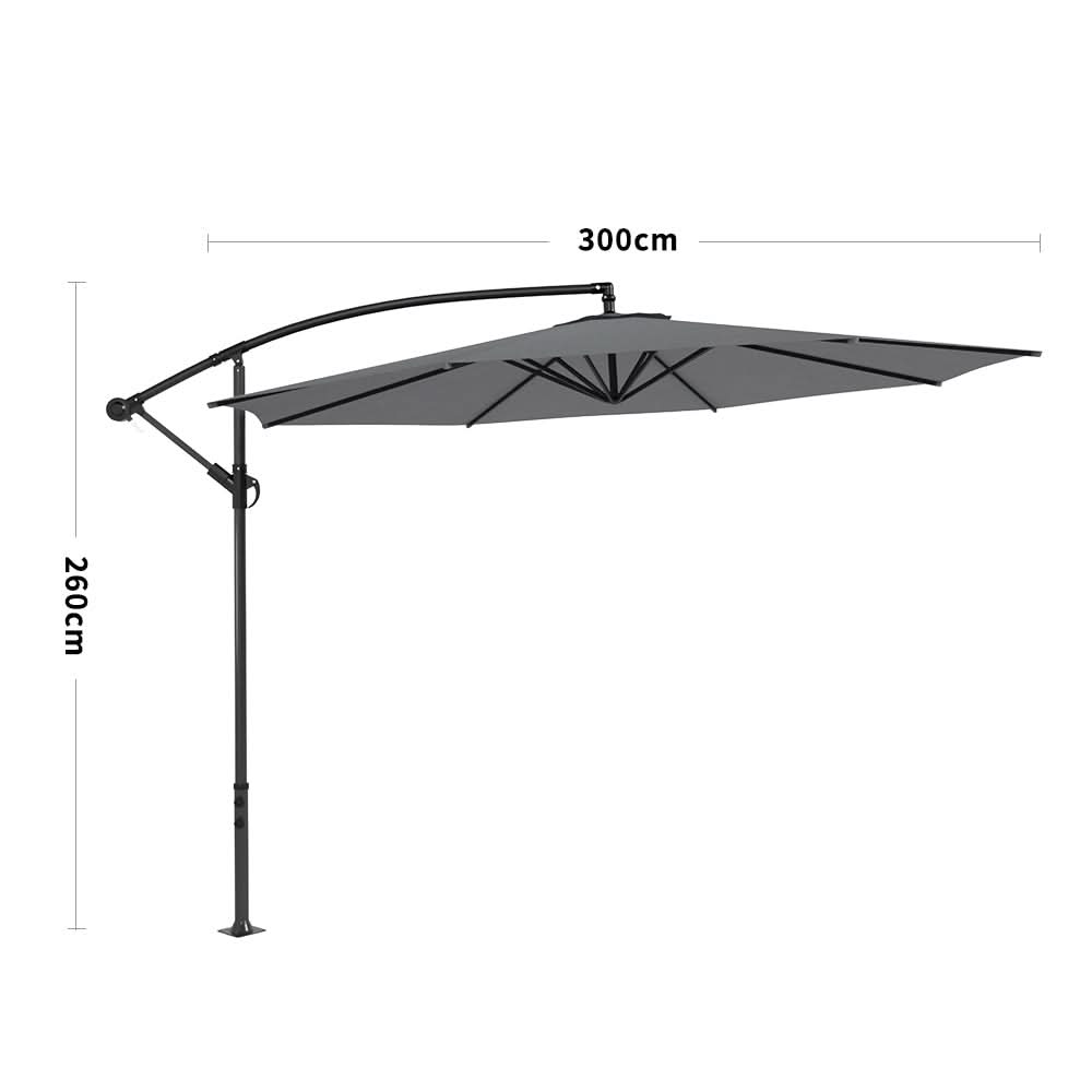 3M Sun Parasol Hanging Banana Umbrella Dark Grey