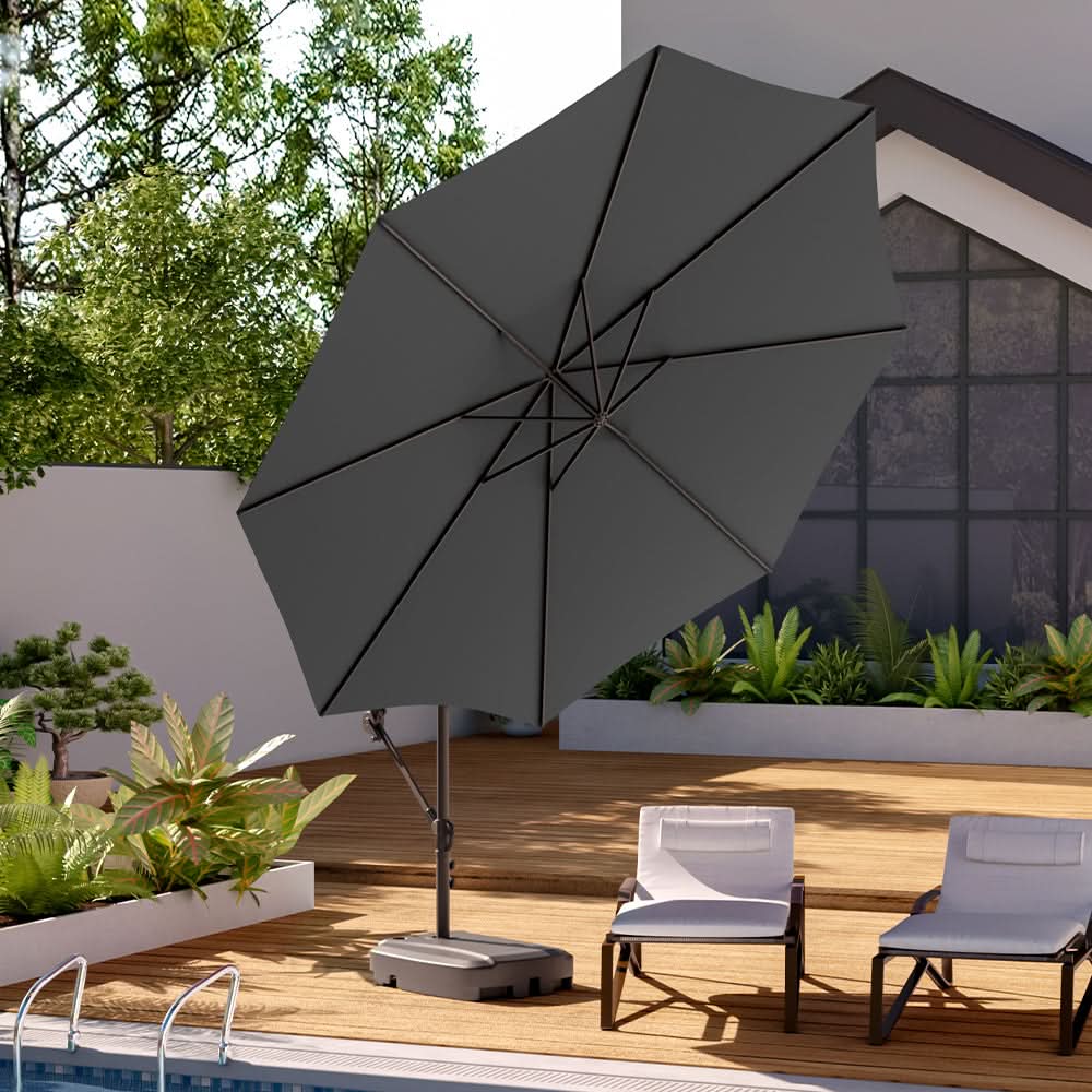 3M Sun Parasol Hanging Banana Umbrella Dark Grey