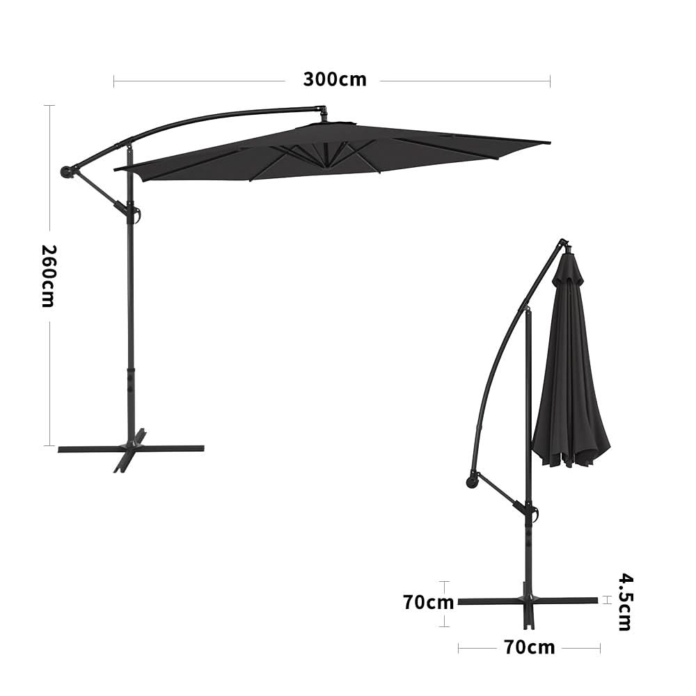 3M Sun Parasol Black Hanging Banana Umbrella