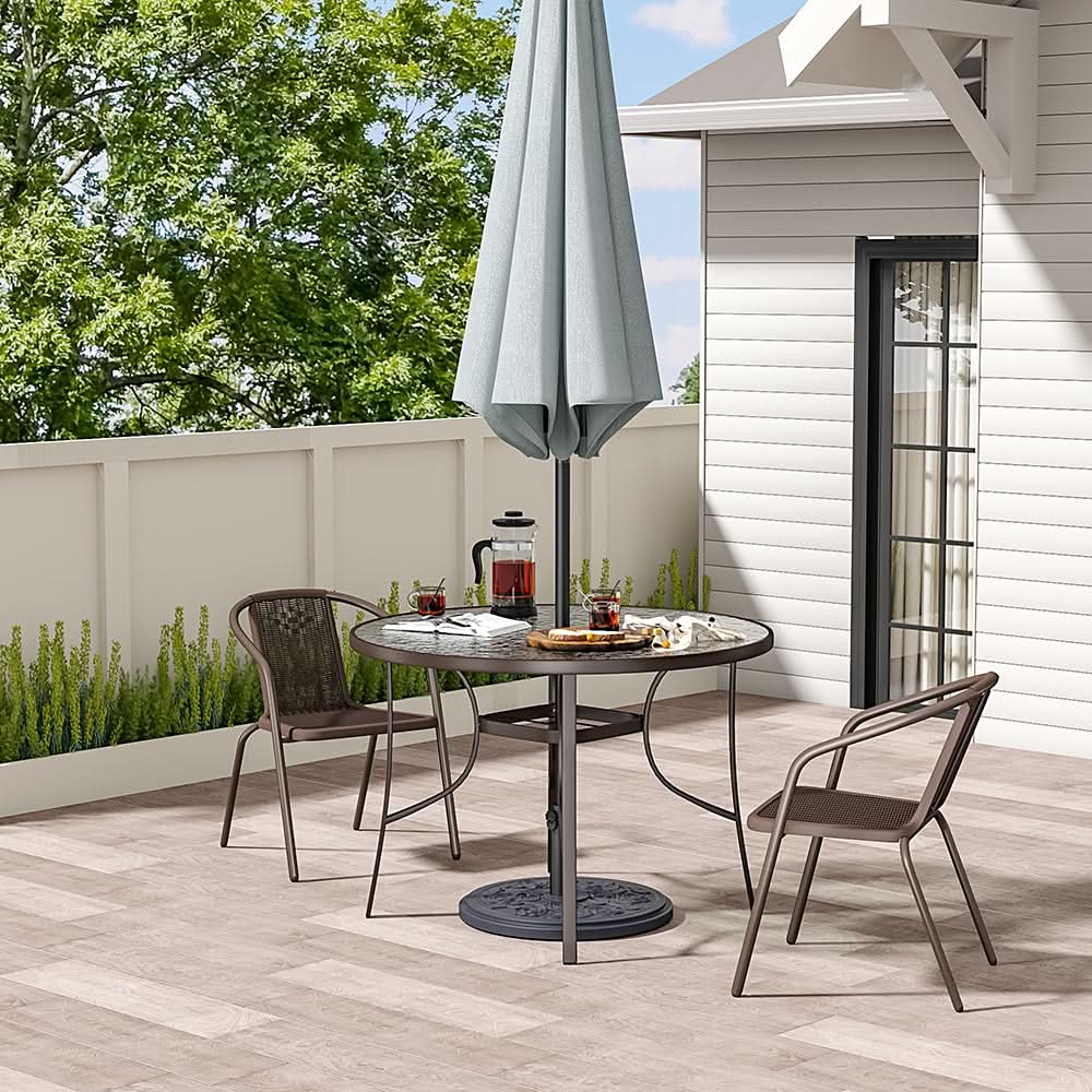 2/4/6 Seater Garden Round Table With Umbrella Hole or Outdoor Chairs