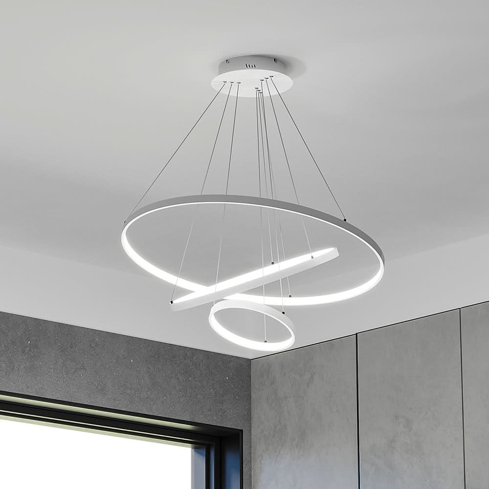 Modern LED Pendant with 3 Circle Rings - Dimmable
