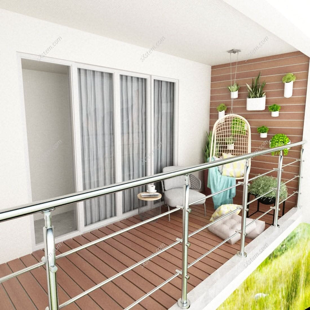 60cm Wide Silver Floor Mount Stainless Steel Handrail for Slopes and Stairs