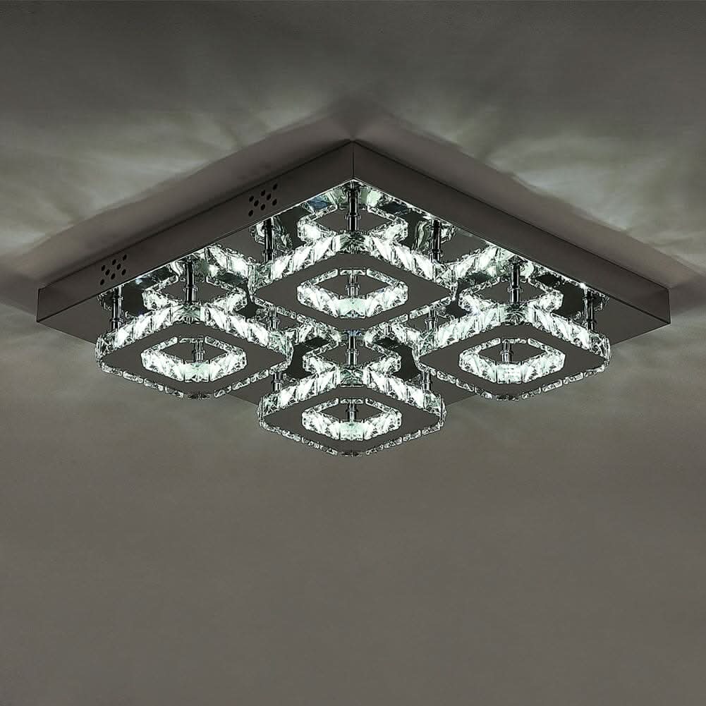 68 W Square LED Ceiling Light with Crystal Dimmable Warm Light