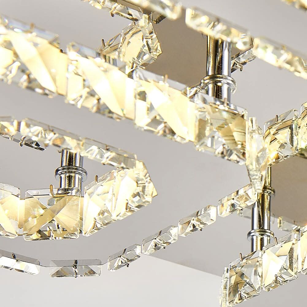 68 W Square LED Ceiling Light with Crystal Dimmable Warm Light