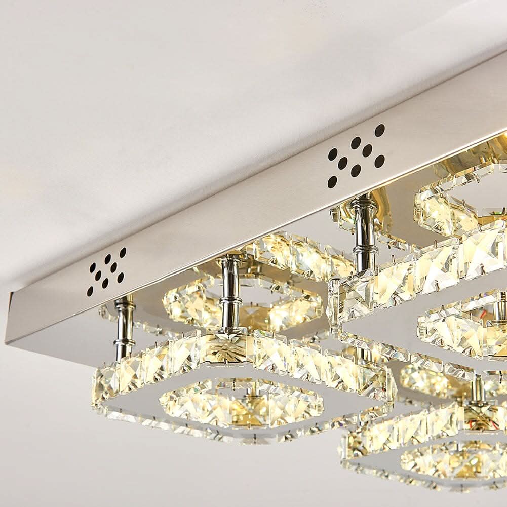 68 W Square LED Ceiling Light with Crystal Dimmable Warm Light