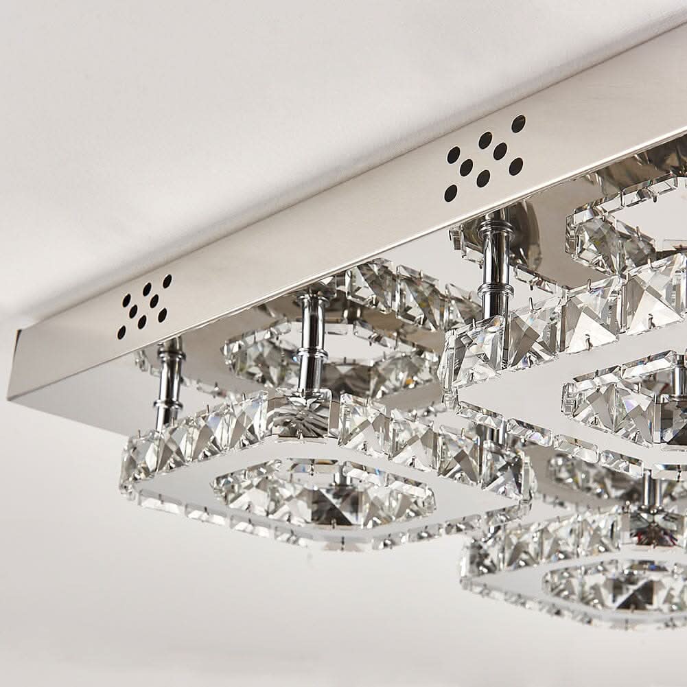 68 W Square LED Ceiling Light with Crystal Dimmable Warm Light
