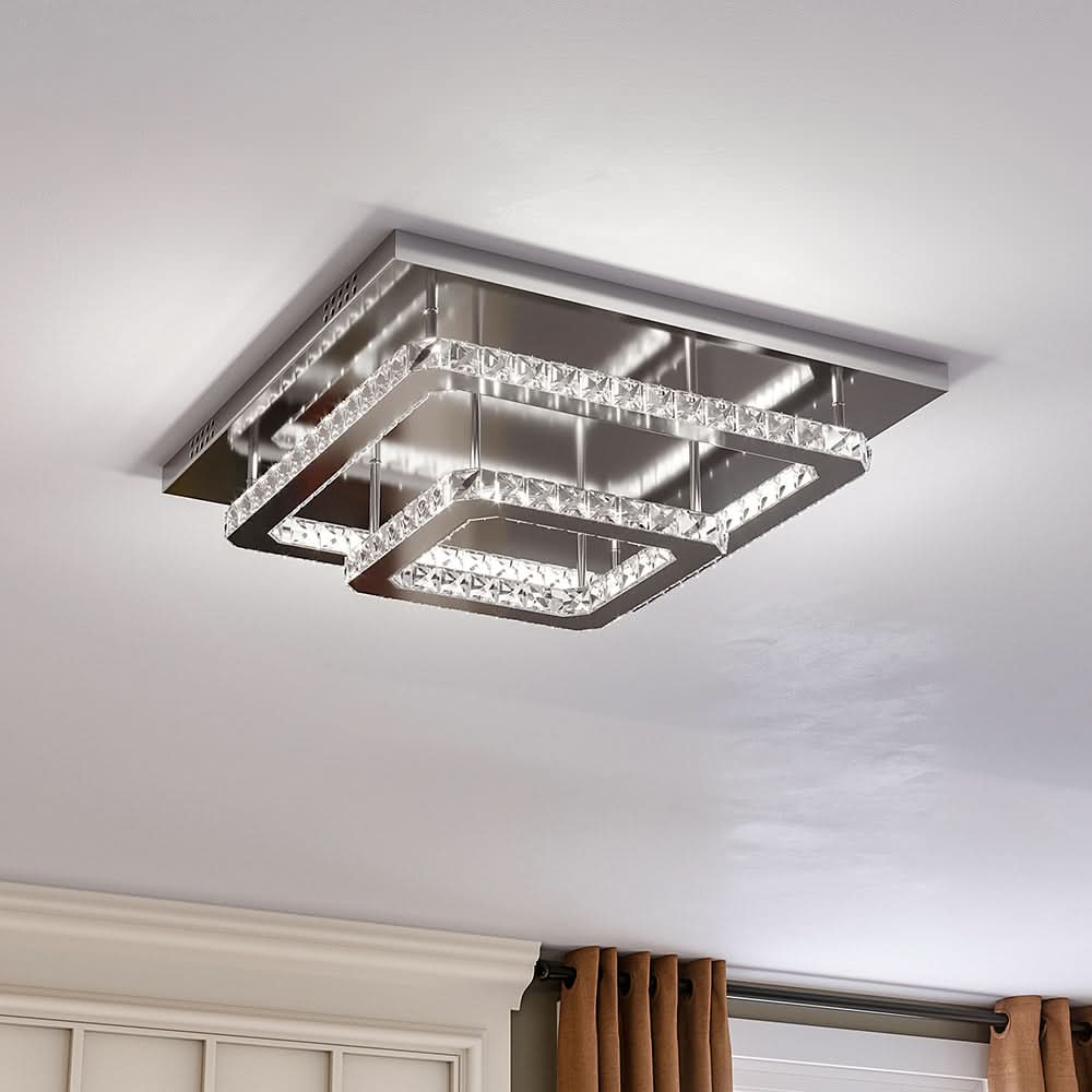 Modern 2-Tier Crystal LED Ceiling Light Fixture Dimmable/Non-dimmable