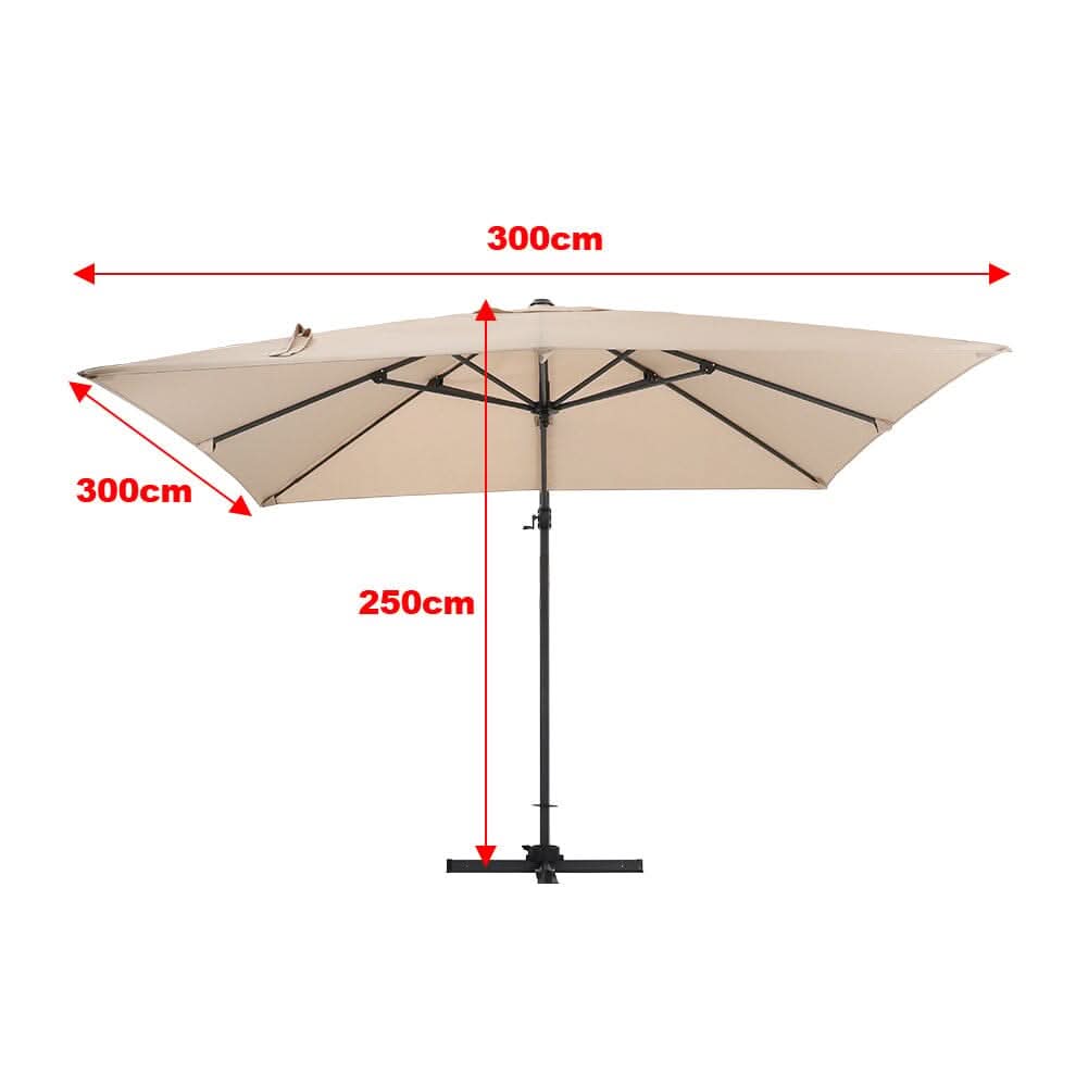 3 x 3M Garden Parasol Umbrella Cantilever Parasol with Petal Water Tank